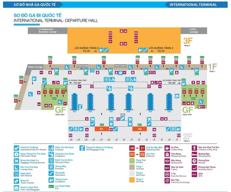 Sơ đồ chi tiết sân bay Tân Sơn Nhất: Ga quốc nội và quốc tế 4