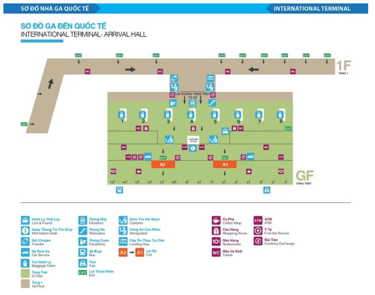 Sơ đồ chi tiết sân bay Tân Sơn Nhất: Ga quốc nội và quốc tế 5